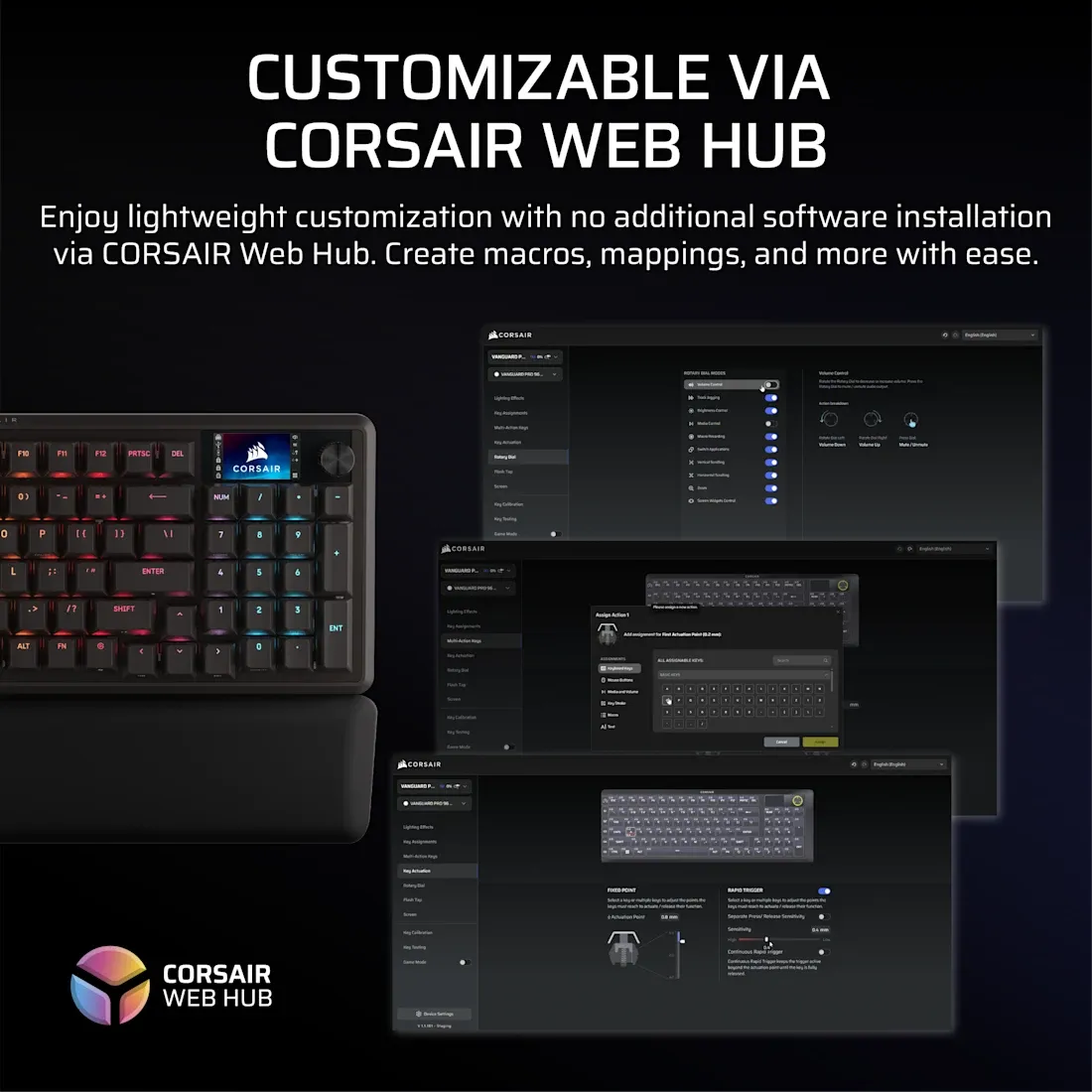 Corsair VANGUARD PRO 96% Hall Effect Gaming Keyboard - MGX Hyperdrive magnetic switches - Black. - image 5