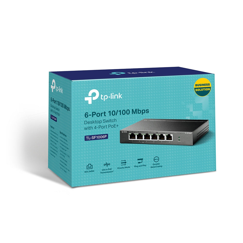 TP-Link 6-Port 10/100 Mbps PoE+ Desktop Switch | TL-SF1006P - image 3