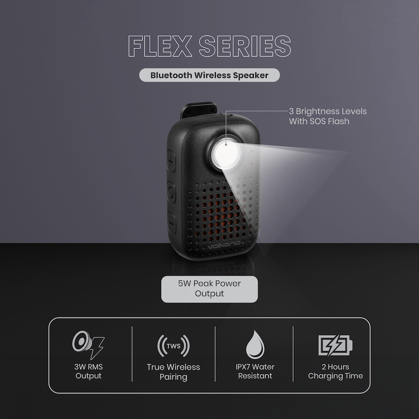 Volkano Flex Bluetooth Wireless Speaker - Black - image 5