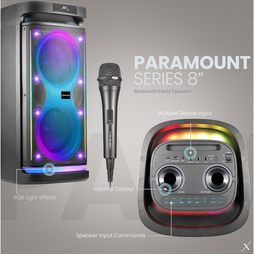 VolkanoX Paramount Series 8" Bluetooth Party Speaker - 80w - image 5