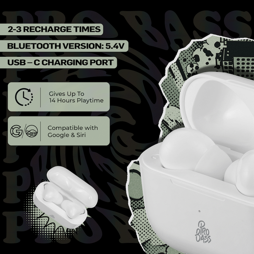 Pro Bass Pulse Buds True Wireless Earphones with Charging Case - White - image 5