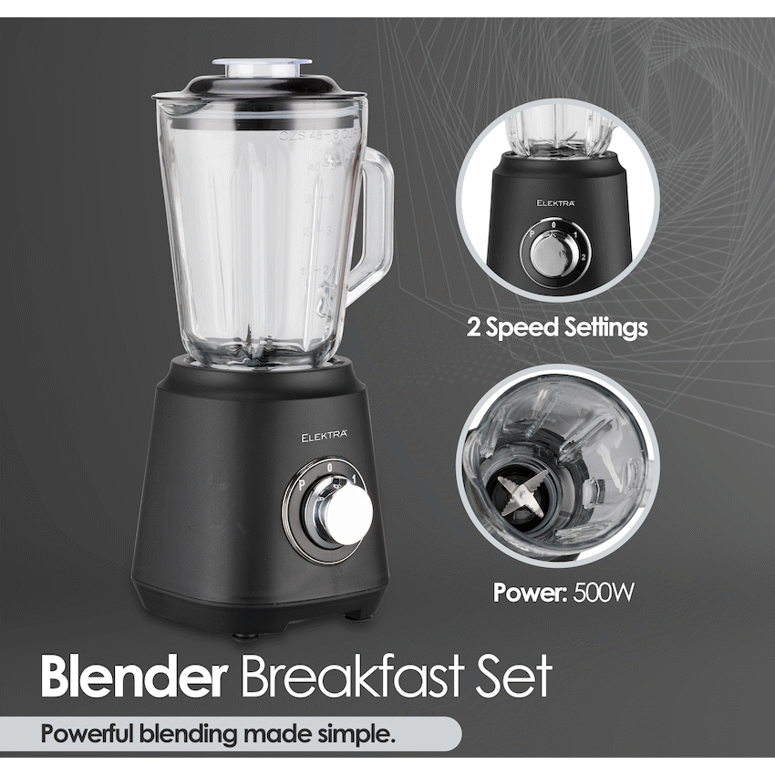 Elektra Kettle, Toaster and Blender Breakfast Set - Black - image 5