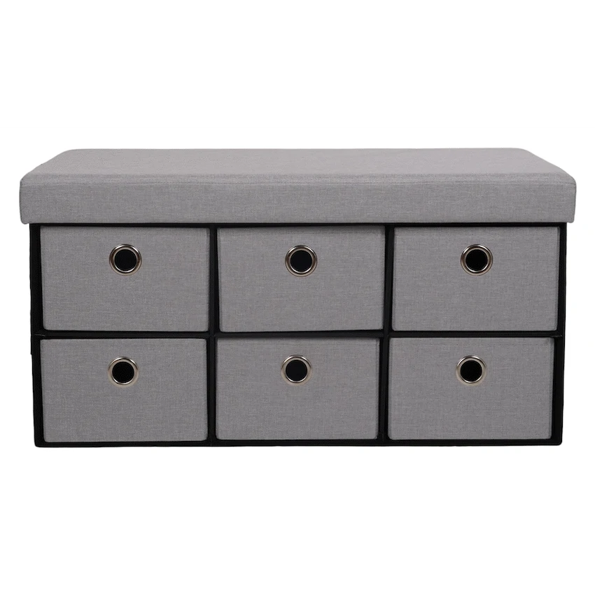 Foldable Storage Ottoman with Six Drawers - image 5