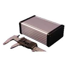 Aluminium Extruded Enclosure with Plastic End Plates, Black Anodized in Colour,