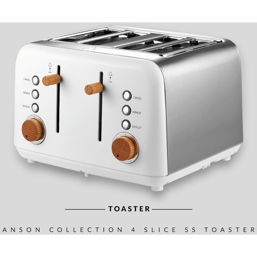 Boden Stark Anson Collection 4 Slice SS Toaster White - image 5