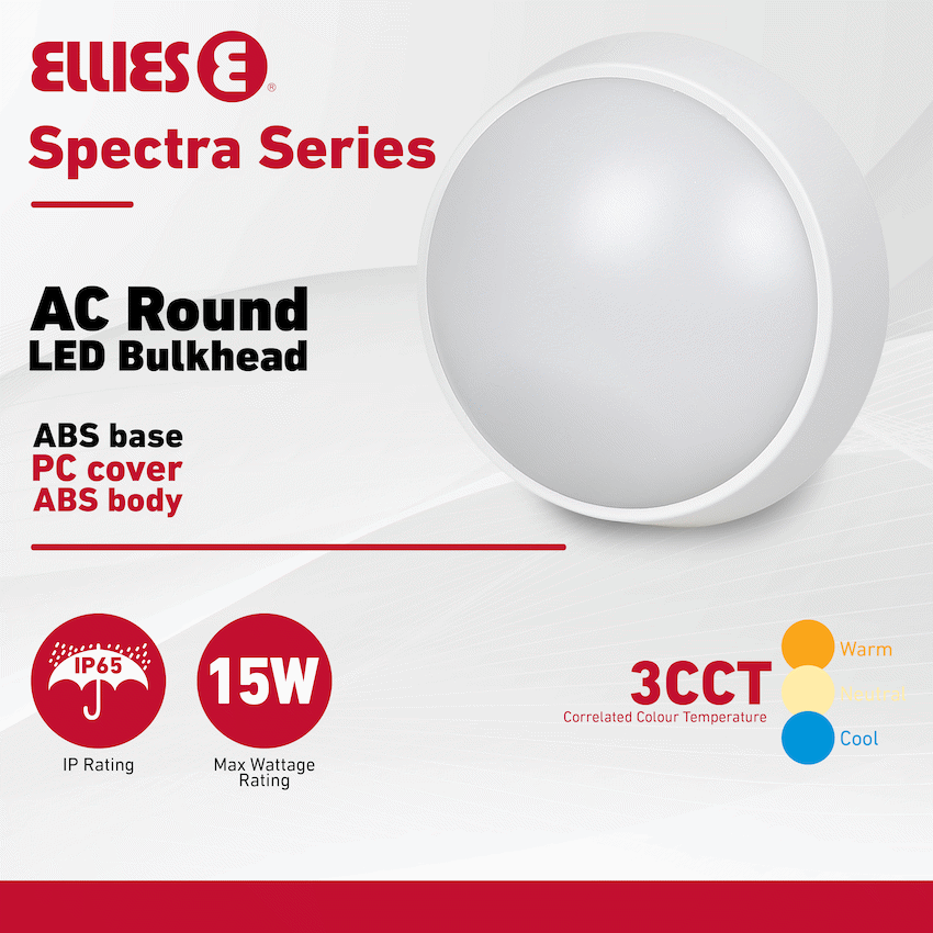 Ellies Spectra Series - AC 15W  Round LED Bulkhead with 3CCT -WT - image 5