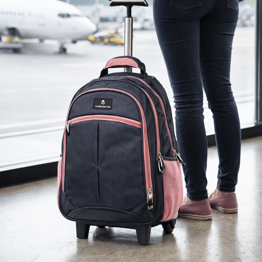Volkano Orthopaedic Trolley Backpack 27L - Dark Grey/Pink - image 5