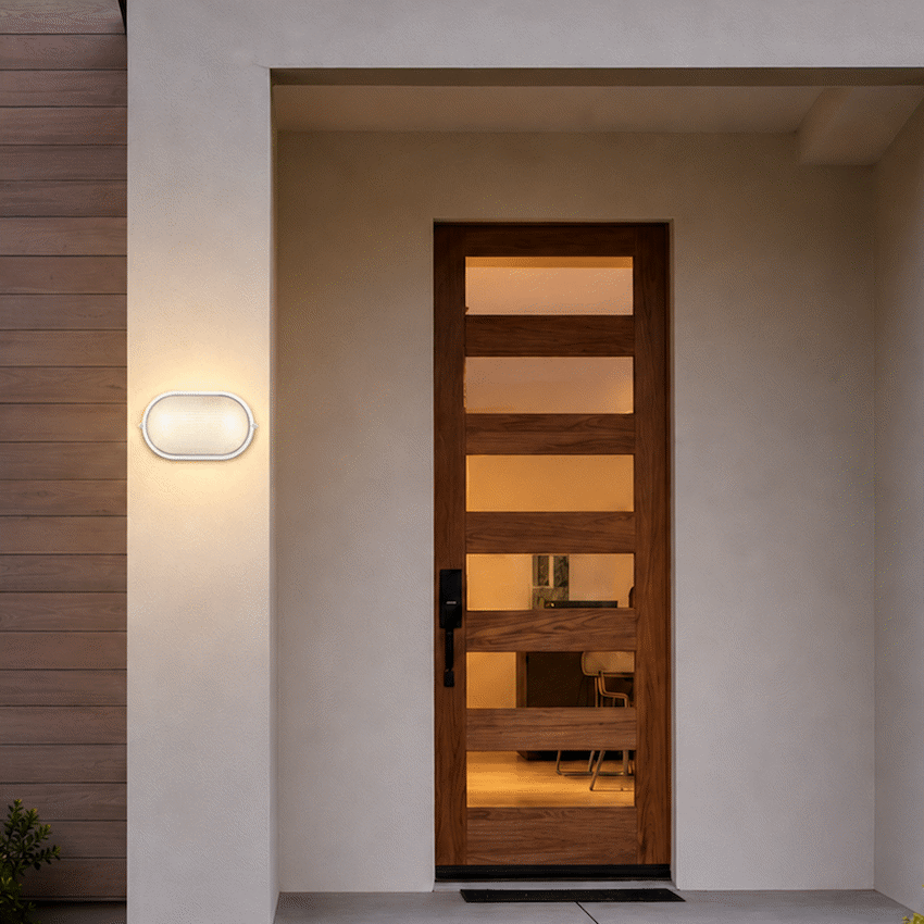 Ellies Illume Series - Large AC Oval Bulkhead - Aluminium + Glass - E27 Base -WT - image 5