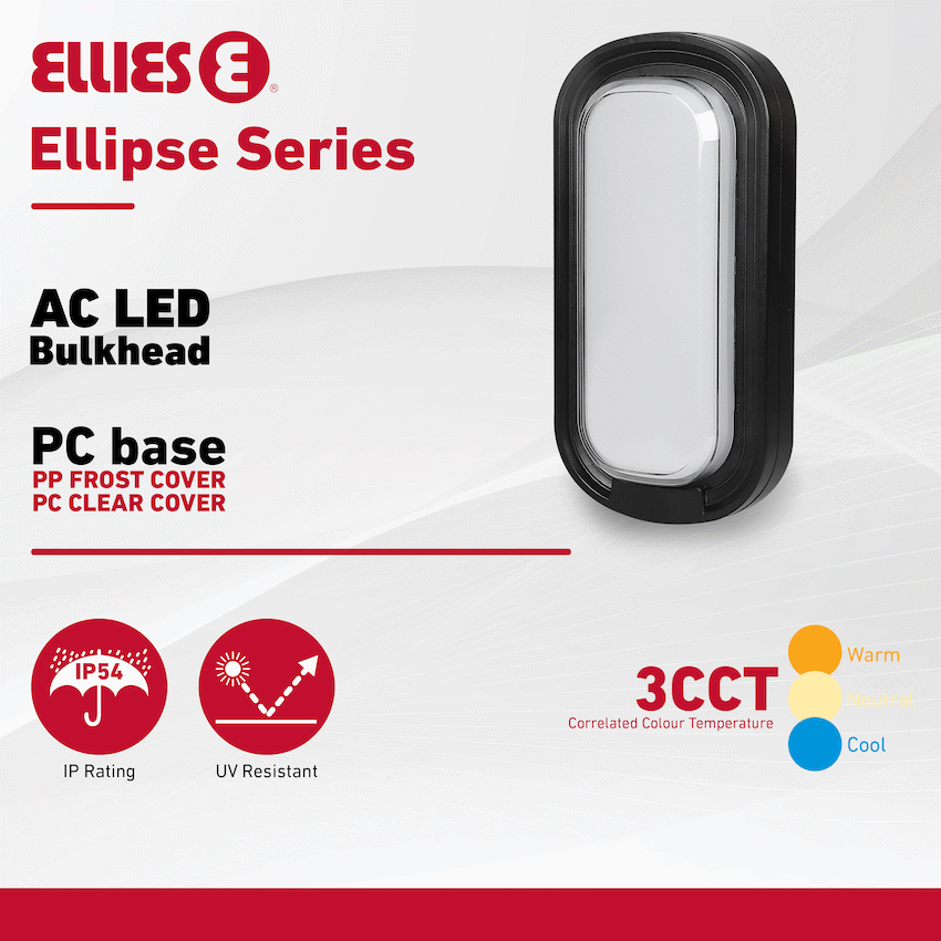 Ellies Ellipse Series AC 24W Capsule LED Bulkhead - PC - BK - image 5