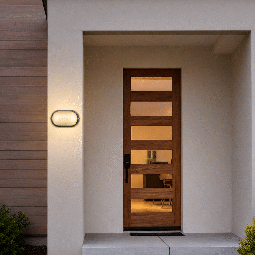 Ellies Illume Series - Large AC Oval Bulkhead - Aluminium  + Glass - E27 Base -BK - image 5