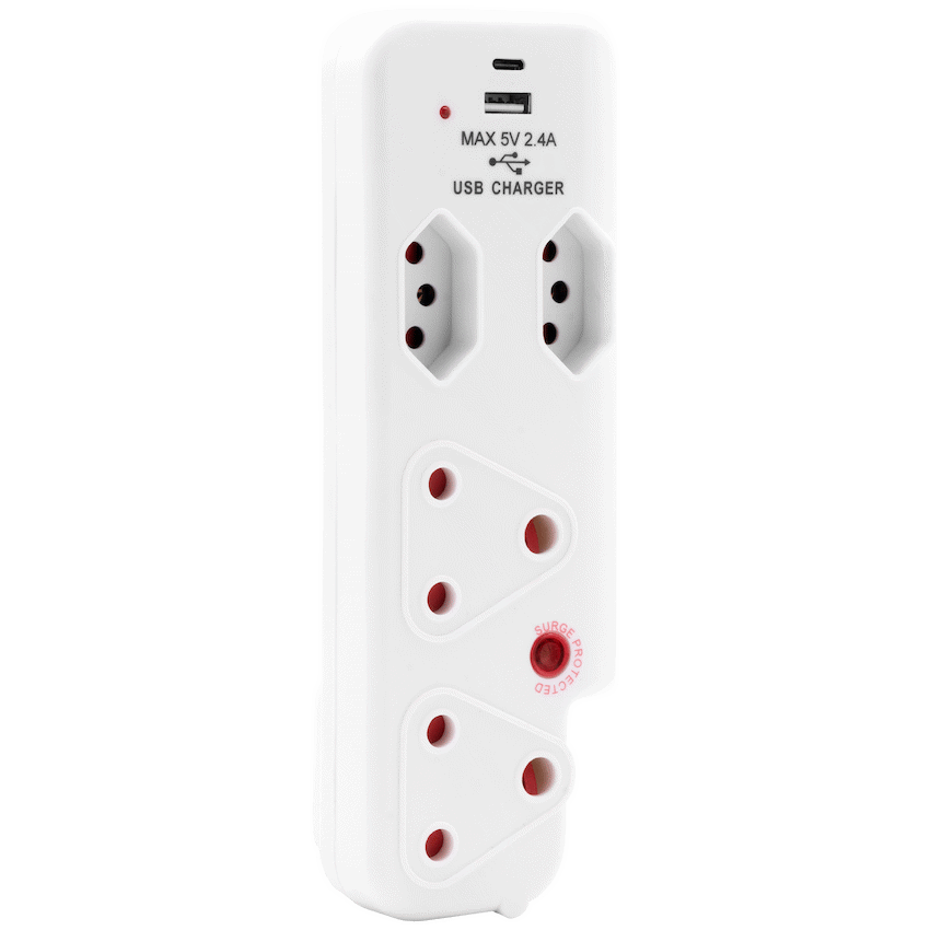 Ellies  4 Way Surge adaptor with type C + USB - WT - image 5