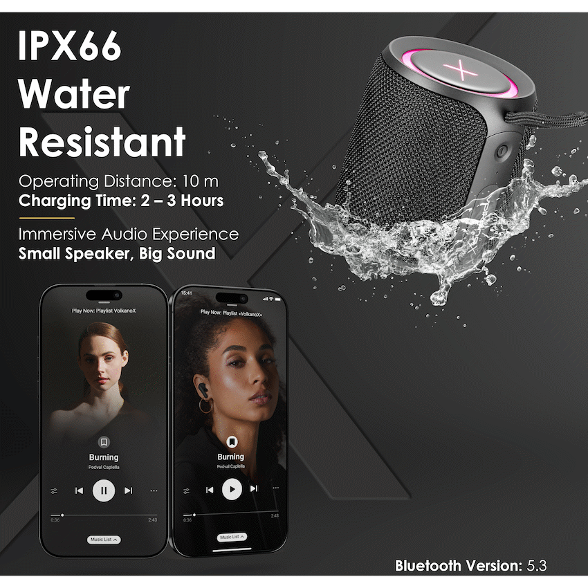 Volkano X Wave IPX66 Bluetooth Speaker - Black - image 5