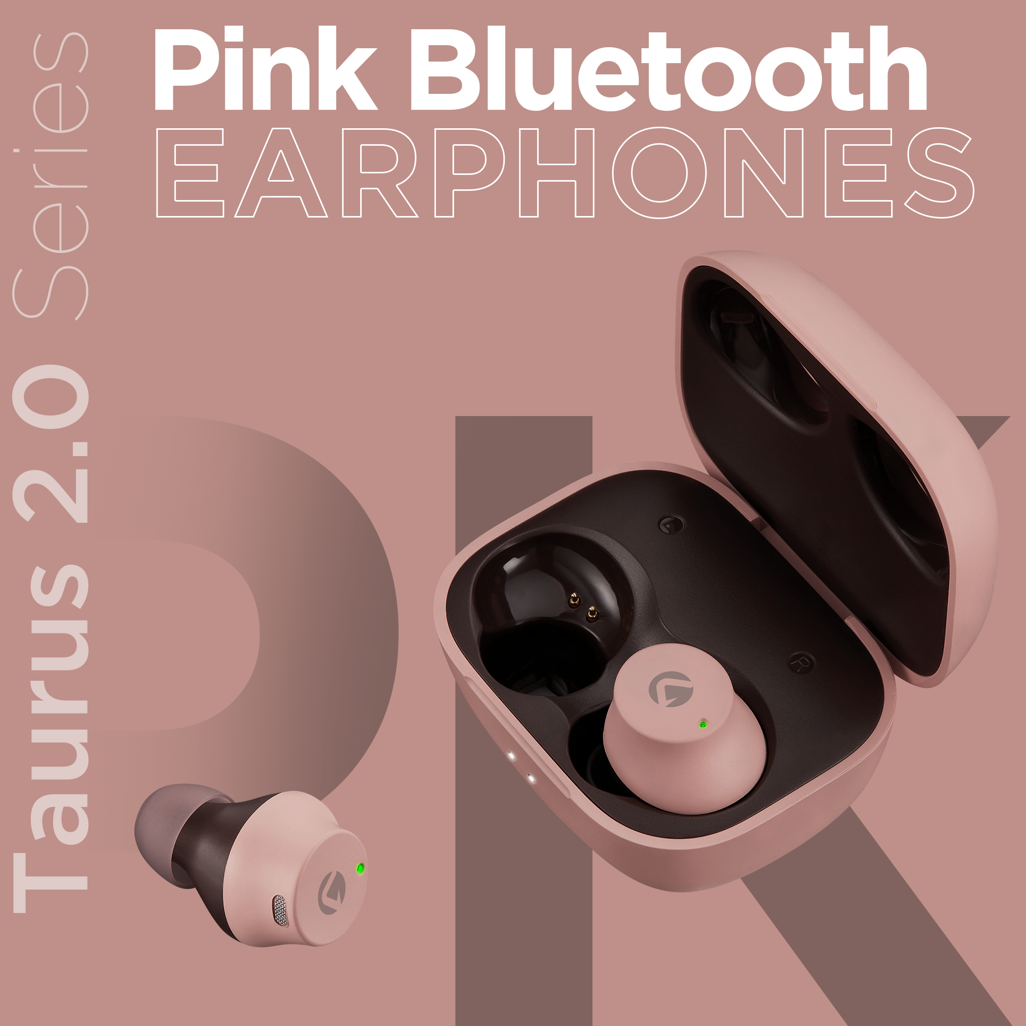 Volkano Taurus Series 2.0 True Wireless Earphones with Charging Case - Pink