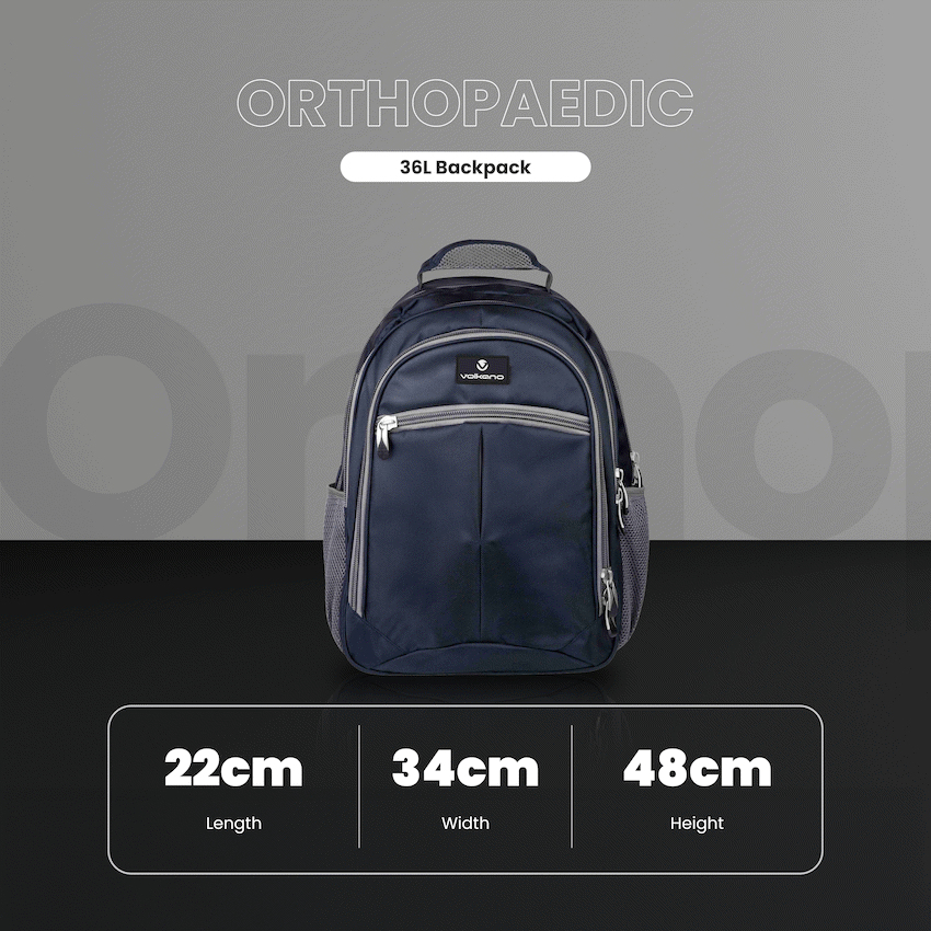 Volkano Orthopaedic Backpack 27L - Navy/Grey - image 5
