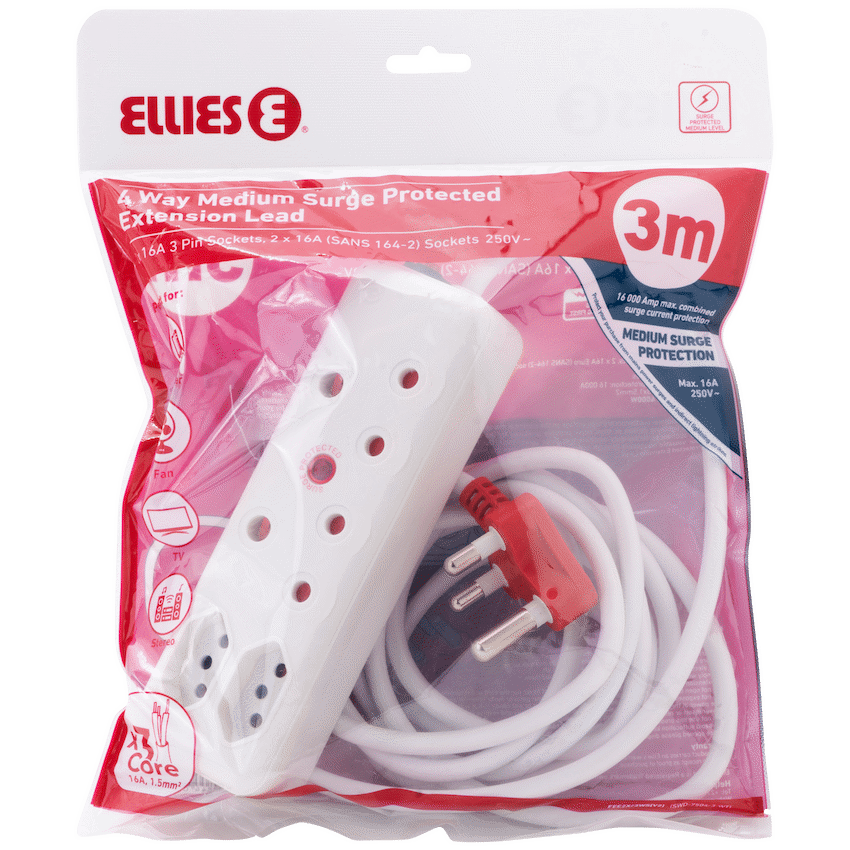 Ellies 4 Way Surge Extension Lead -3M - WT - image 5