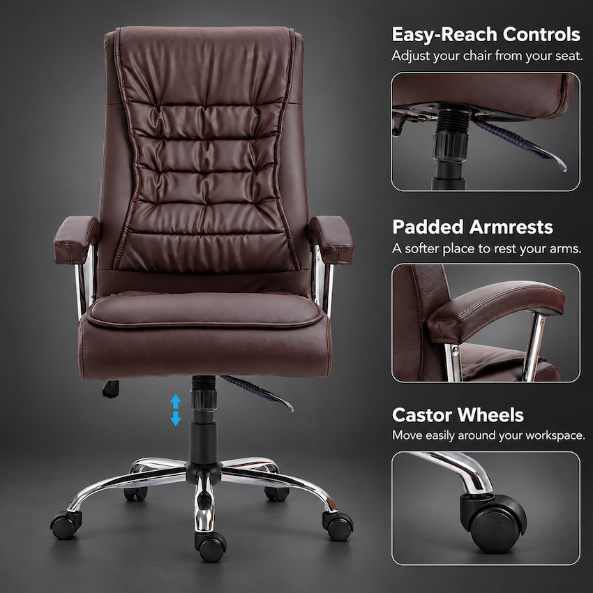 Everfurn Louis High Back Office Chair - Coffee - image 5