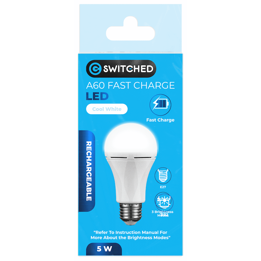 Switched 5w A60 Rechargeable Fast Charge E27 LED - CW - image 5