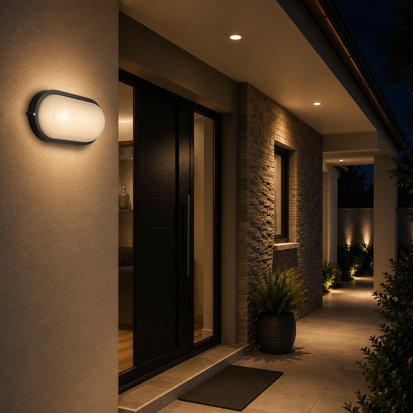 Ellies Illume Series - AC Oval Bulkhead - Aluminium + Glass - E27 Base - BK - image 5