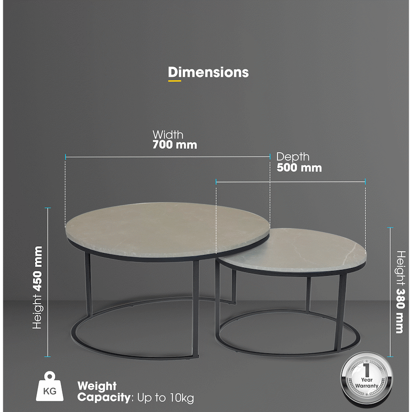 Everfurn Nile Nesting Coffee Table - Marble Grey - image 5