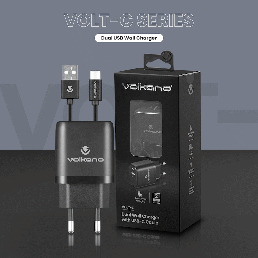 Volkano Volt-C Series Dual USB and USB-C Wall Charger with USB to USB-C Cable Included - image 5