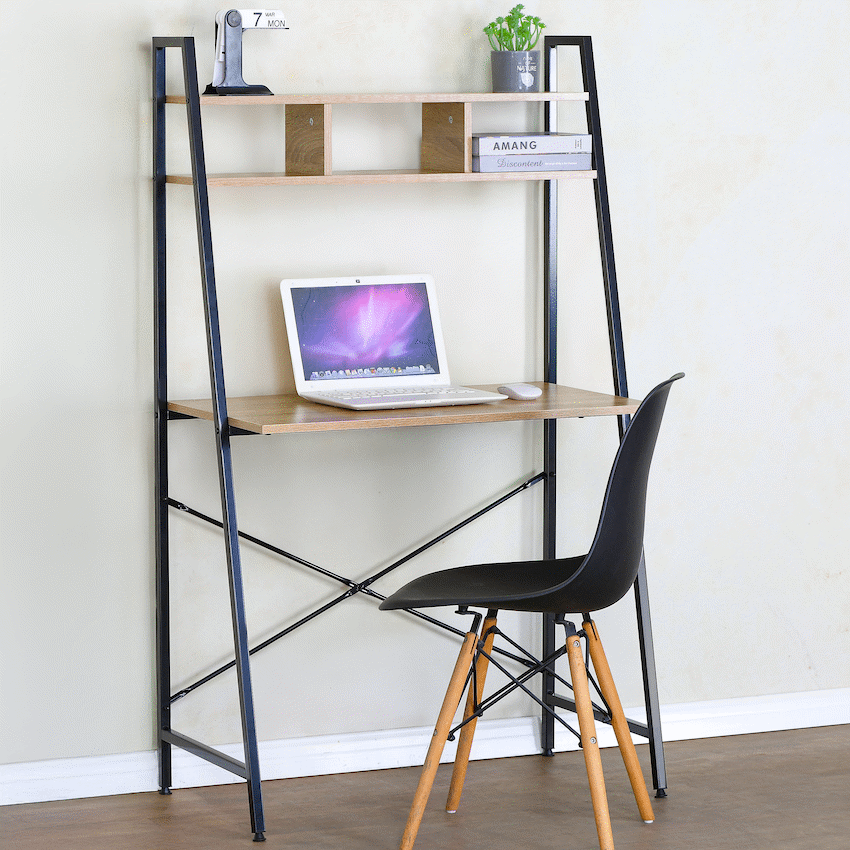 Everfurn Vesa Office Desk - Oak & Black - image 5