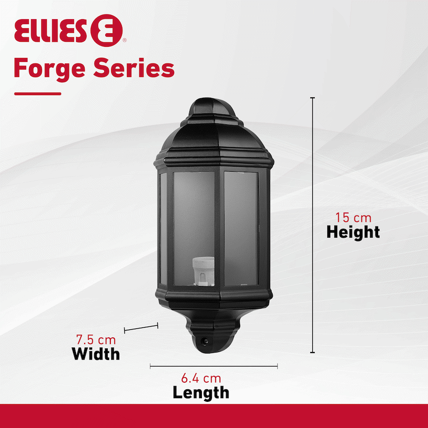 Ellies Forge Series - AC Wall Light - Aluminium + Glass - E27 Base -BK - image 5