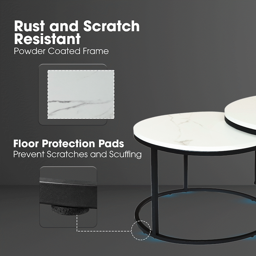 Everfurn Nile Nesting Coffee Table - Marble White - image 5