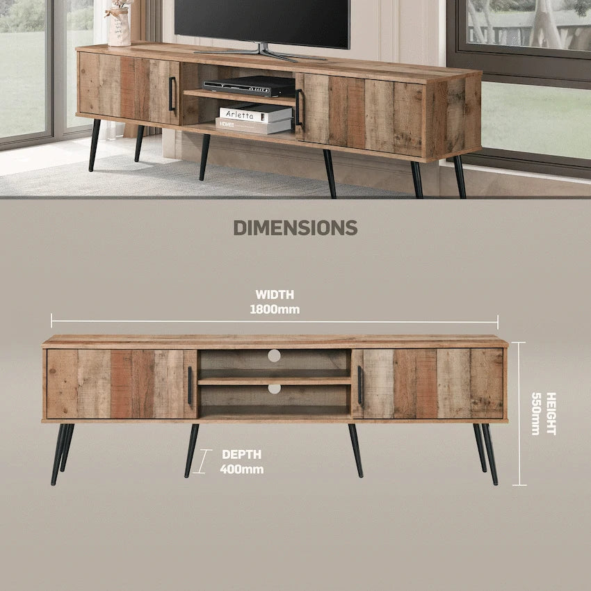 Everfurn Vernice TV Stand - 1800w with Two Cupboards - image 5