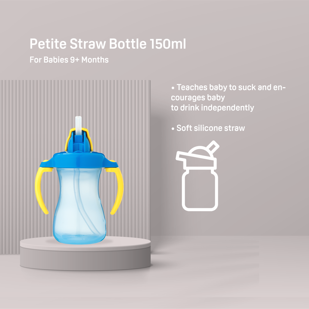 PIGEON PETITE STRAW BOTTLE 150ML BLUE