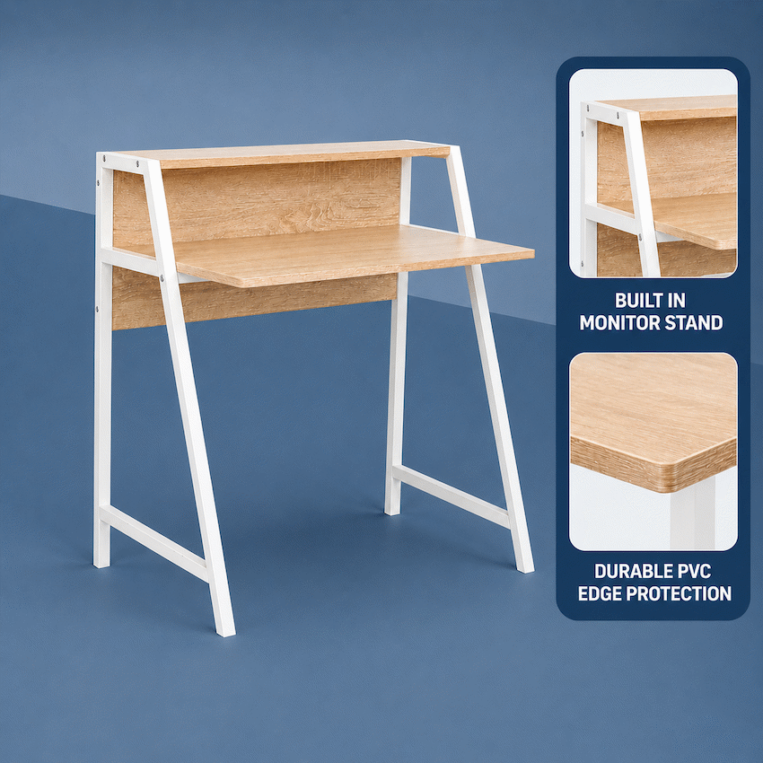 Everfurn Orchid Desk with Monitor Shelf, Powder Coated Steel - image 5