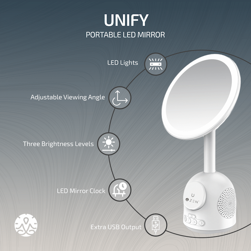 ZEN Unify Series Wireless Phone Charger with Bluetooth Speaker and Mirror - White - image 5