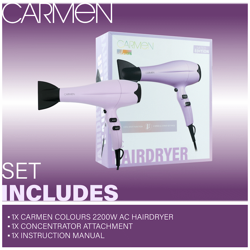 Carmen Colours 2200w AC Hair Dryer - image 5