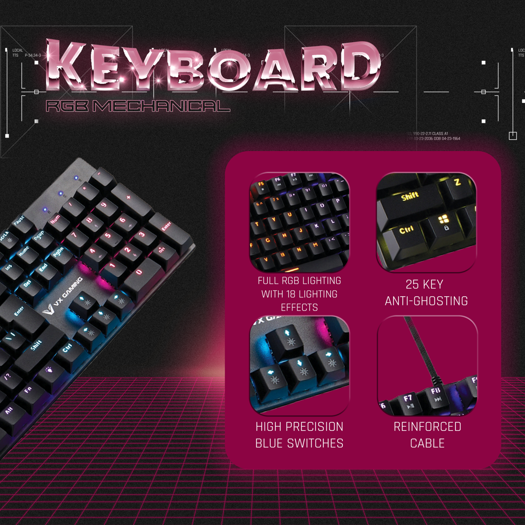 VX Demeter Series Mechanical Keyboard with Full RGB Lighting