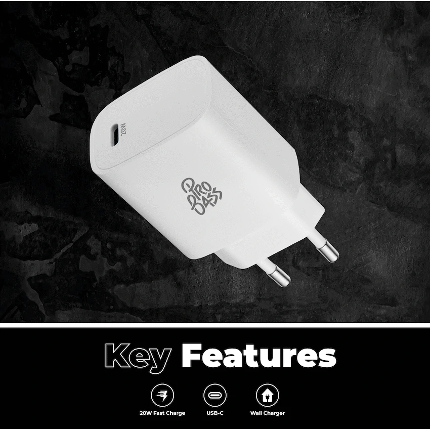 Pro Bass RapidCharge Series 20w Single Type-C Wall Charger - White - image 5