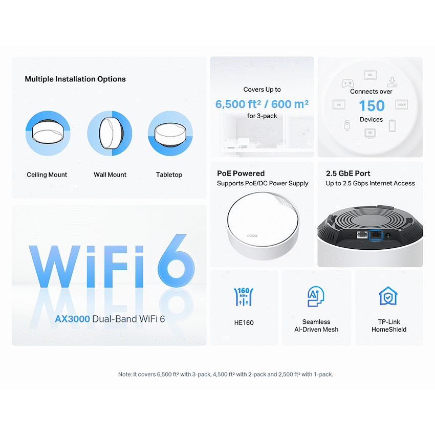 TP-Link Deco X50-PoE (2-Pack) AX3000 Whole Home Mesh Wi-Fi 6 System with PoE - image 5