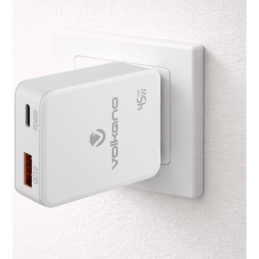Volkano Potent Plus series 45W GaN Compact Dual USB and USB-C PD Wall Charger - image 5