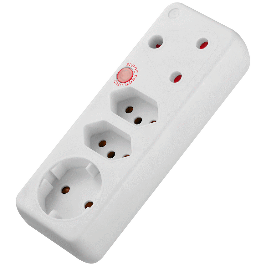 Switched 4-Way Medium Surge Adaptor with Schuko - White - image 5
