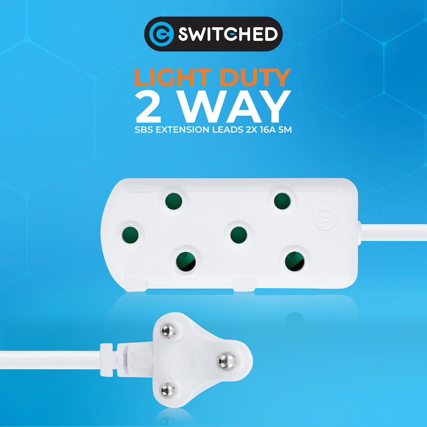 Switched Light Duty Side by Side (SBS) Extension Leads 5m - WT - image 5