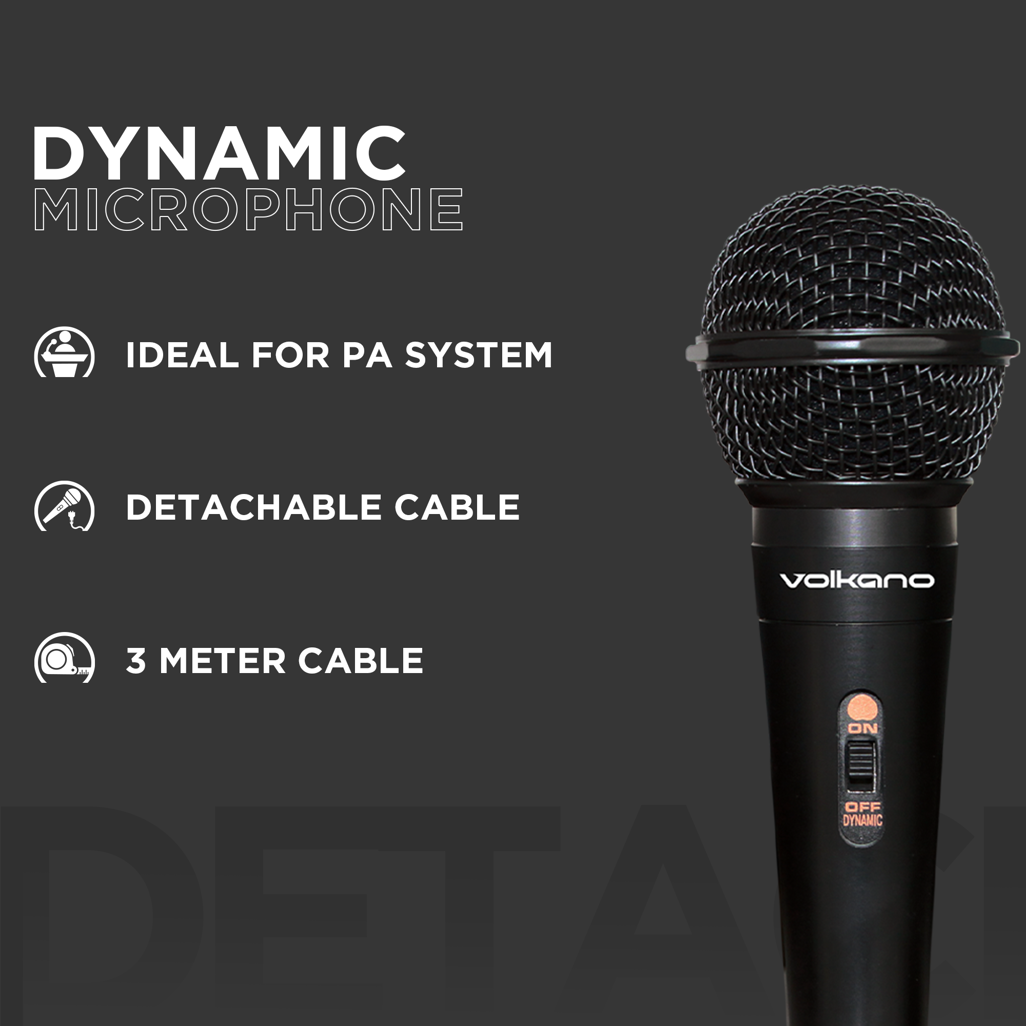 Volkano Ace Series Metal Wired Dynamic Vocal Microphone - Black