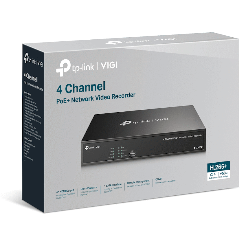 TP-Link Vigi NVR1004H-4P 4-Channel PoE Network Video Recorder - image 5