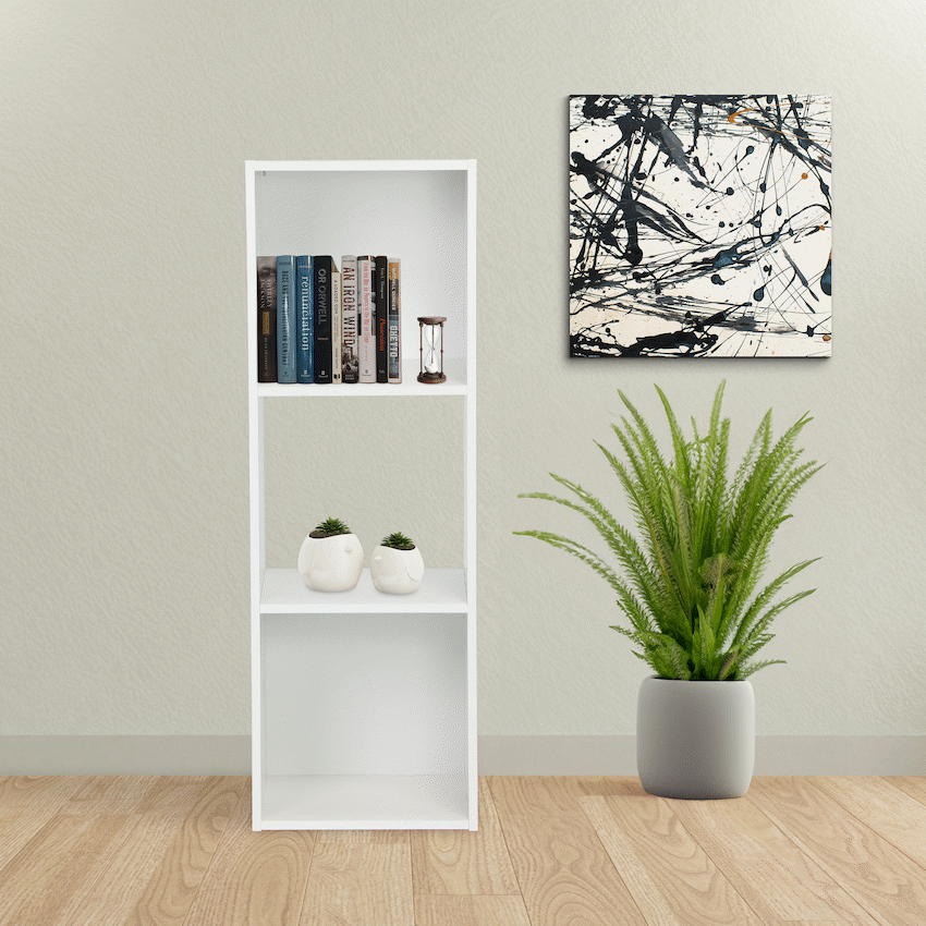 Everfurn Grayscale 3 Tier Bookshelf White, High Pressure Laminate - image 5