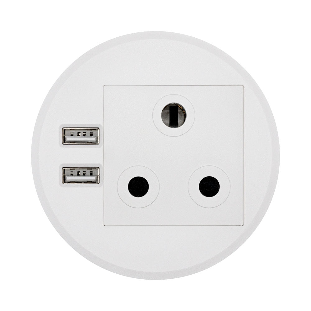 POWER GROMMET WITH USB CHARGING WHITE