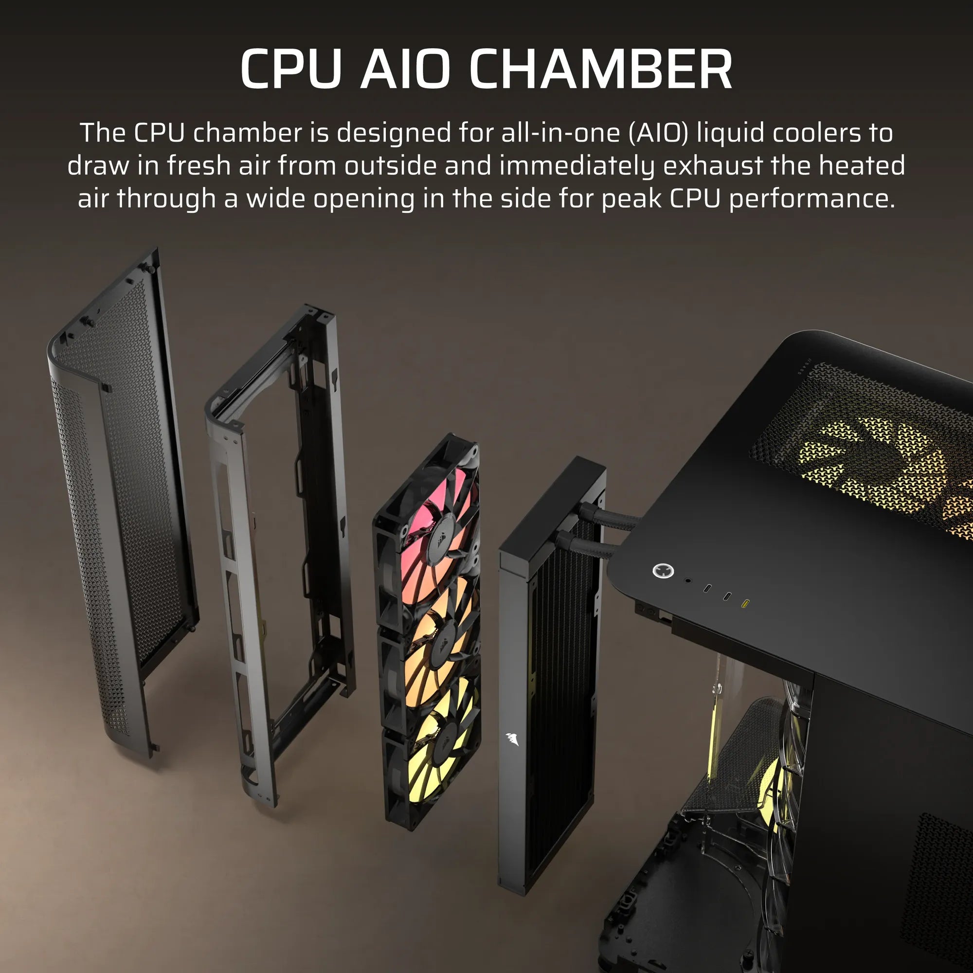 AIR 5400 RS-R ARGB Triple Chamber Mid-Tower PC Case ; 3x Fans Included; 2x 2.5'' ; 1x 3.5'' Black - image 3