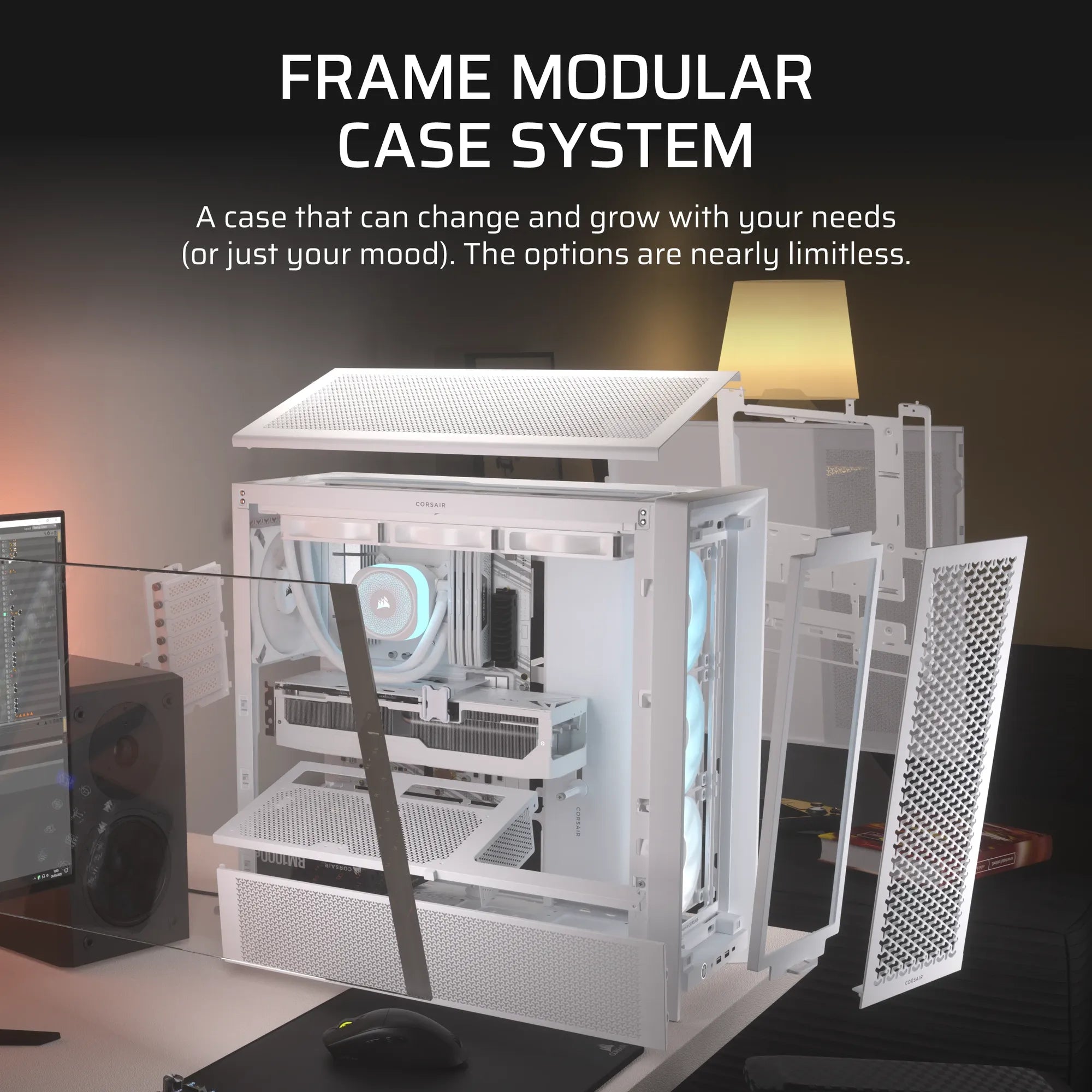 FRAME 4000D RS ARGB White Mid-Tower PC Case; 2x 3.5'' |  2x 2.5'' Drive Bays; Up to 360mm Radiator; 3x RS ARGB PWM Fans; - image 5