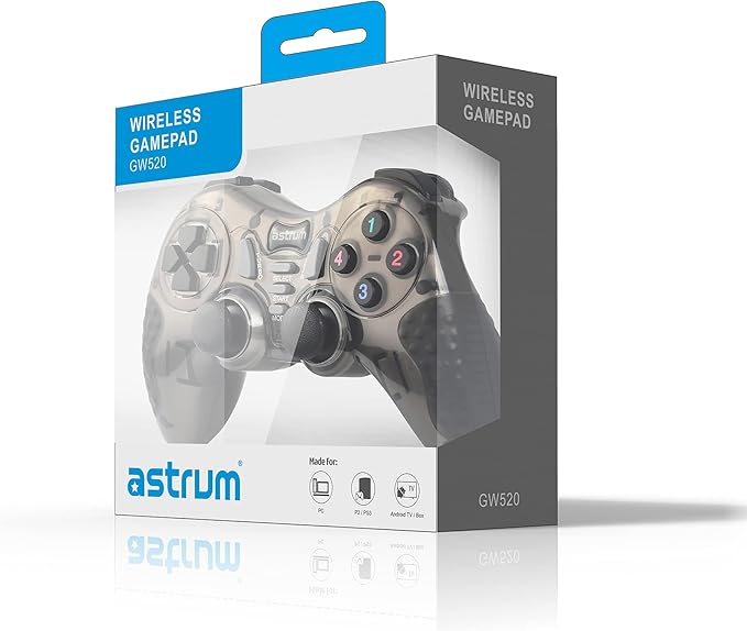 Astrum GW520 5-in-1  Wireless Gamepad  (PC/PS2/PS3/Android TV/Box) 2.4GHz, 10m range, dual analog sticks, 8-way D-pad.