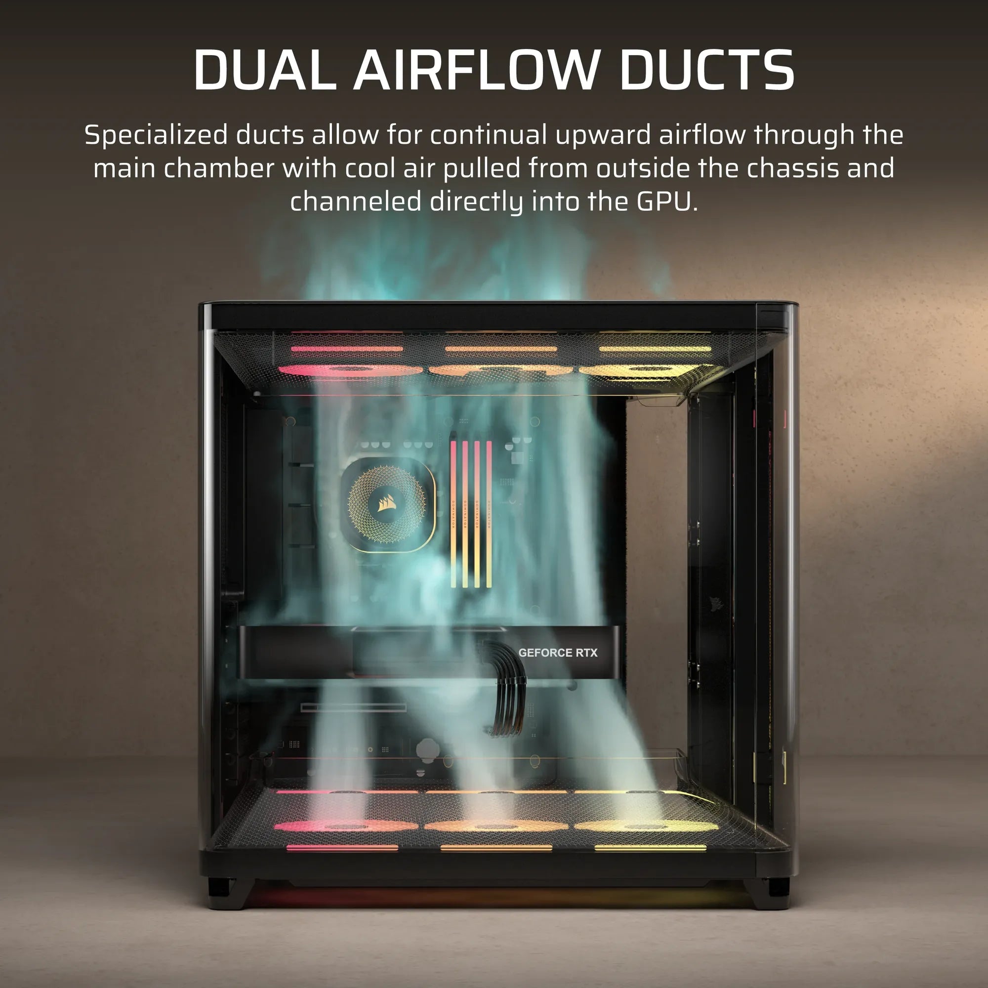 AIR 5400 LX-R RGB iCUE LINK Triple Chamber Mid-Tower PC Case ;3x Fans included;2x 2.5'' ; 1x 3.5'';  Black - image 5