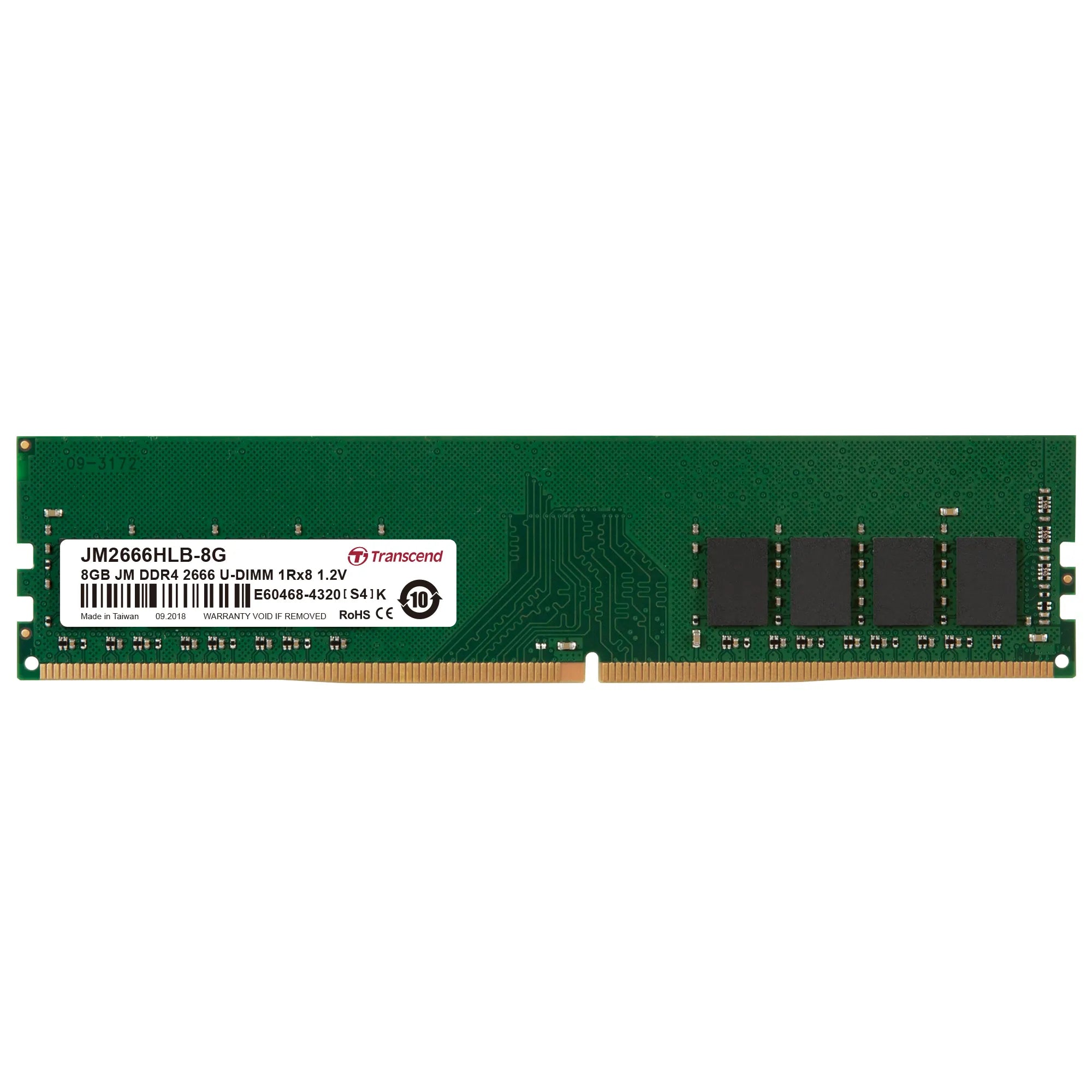 TRANSCEND 8GB DDR4 2666MHS DESKTOP U-DIMM 1Rx8 1Gx8 CL19 1.2V - image 2