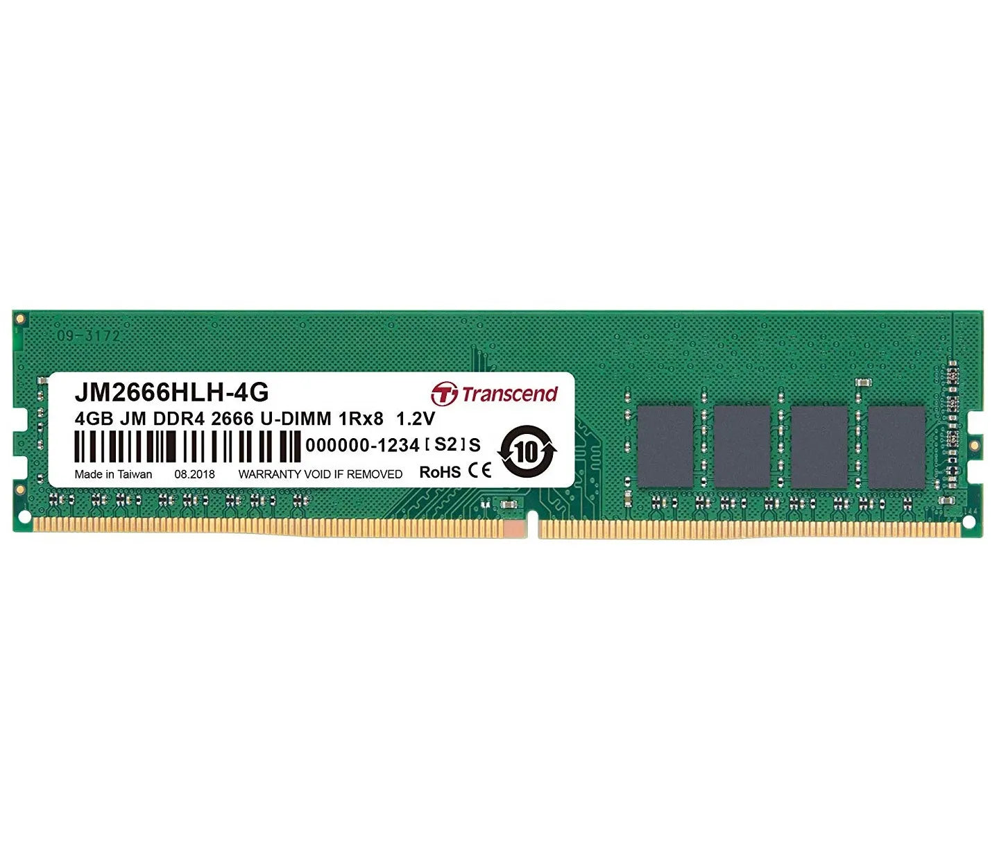 TRANSCEND 4GB DDR4 2666Mhz DESKTOP U-DIMM 1RX8 1GX8 CL19 1.2V - image 2