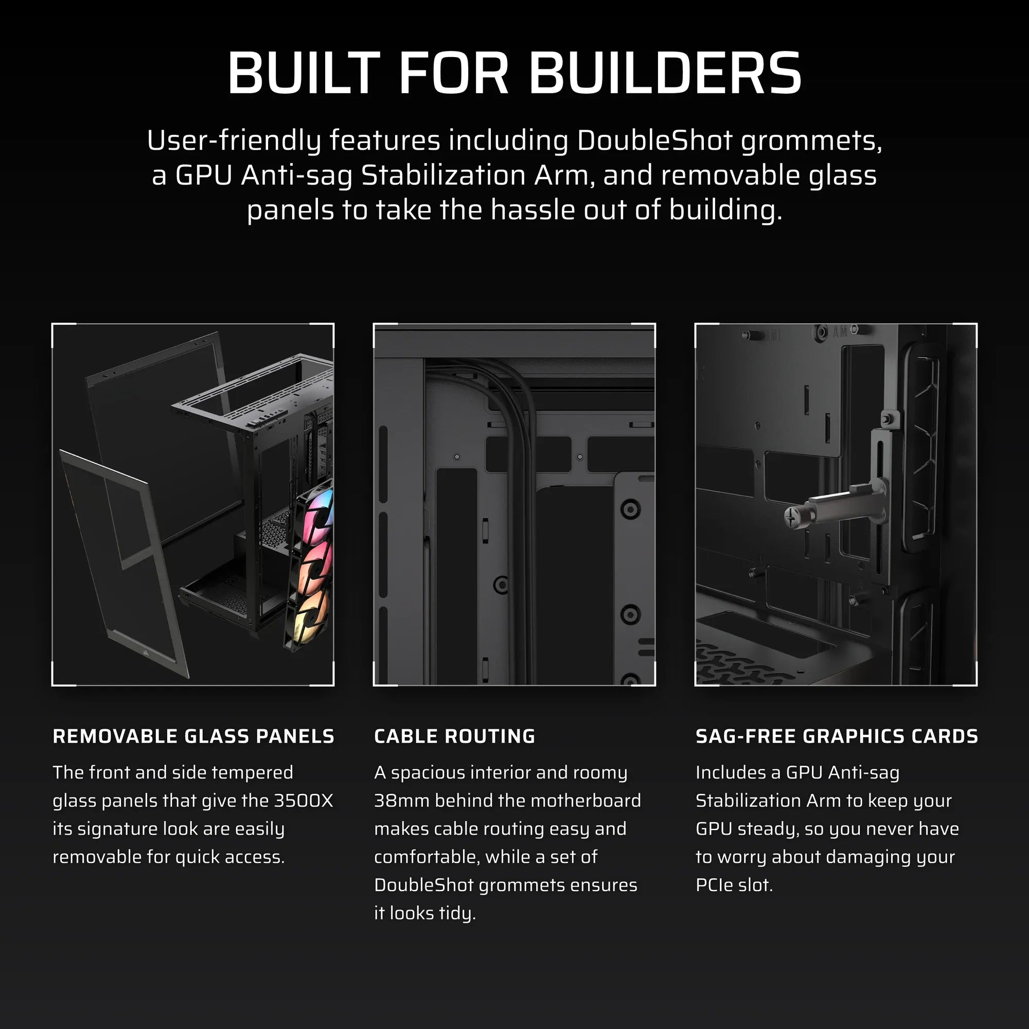 3500X RS-R ARGB Tempered Glass Mid-Tower PC Case; Black - image 4