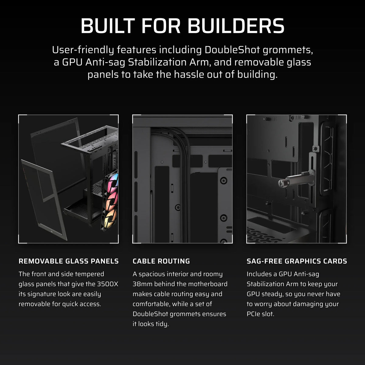 3500X RS-R ARGB Tempered Glass Mid-Tower PC Case; Black - image 4